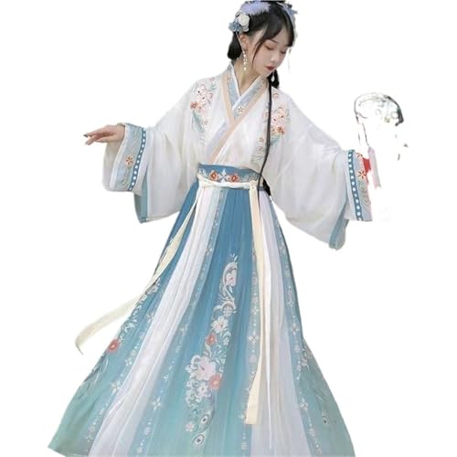IUERVPS Hanfu Frauen Chinesische Traditionelle Stickerei Bühnentanzkleid Weibliche Fee Cosplay Kostüm Hanfu Farbverlauf Blau & Grün for Frauen(Blue1,S) von IUERVPS
