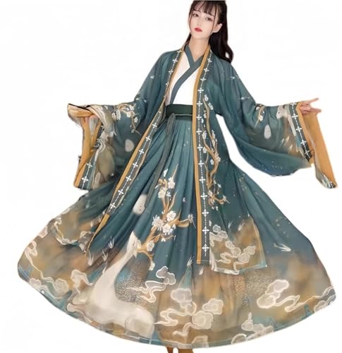IUERVPS Original Hanfu Vintage Damen Dance Performance Chinesische Traditionelle Kleidung Prinzessin Kleider Grün(Dark Or Deep Green,M) von IUERVPS