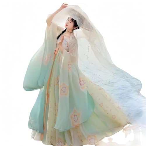 IUERVPS Original Hanfu Vintage Damen Dance Performance Chinesische Traditionelle Kleidung Prinzessin Kleider Grün(Powdery White-blue,M) von IUERVPS