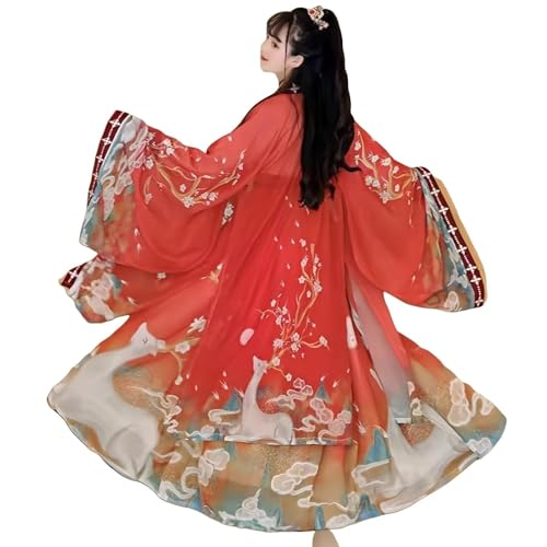 IUERVPS Original Hanfu Vintage Damen Dance Performance Chinesische Traditionelle Kleidung Prinzessin Kleider Grün(Red,S) von IUERVPS
