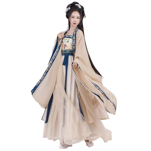 IUERVPS Traditionelles chinesisches Tan-Dynastie-Kostüm mit besticktem langärmeligem Kleid und Rock for Damen(Yellow,M) von IUERVPS