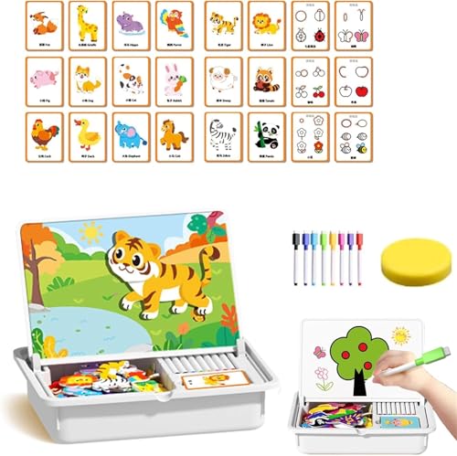 Magnetic Puzzles Face Dress Up Travel Game Double Side Educational Learning & Creative Toy, Double-Sided Board + 12 Cards, Multifunctional Puzzles Kits, Enhances Creativity and Learning(Style a) von IUIUI