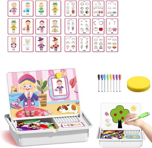 Magnetic Puzzles Face Dress Up Travel Game Double Side Educational Learning & Creative Toy, Double-Sided Board + 12 Cards, Multifunctional Puzzles Kits, Enhances Creativity and Learning(Style b) von IUIUI