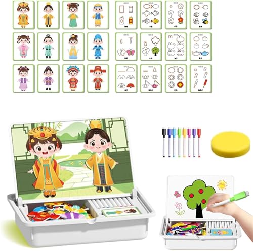 Magnetic Puzzles Face Dress Up Travel Game Double Side Educational Learning & Creative Toy, Double-Sided Board + 12 Cards, Multifunctional Puzzles Kits, Enhances Creativity and Learning(Style c) von IUIUI