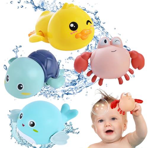 4 Stück Baby Silikon Badetiere, Wasserspielzeug Kinder, Badewannenspielzeug für Baby, Badewanne Pool Spielzeug, für Kinder Babys Kleinkinder ab 1-5 Jahr von IUKUNNE