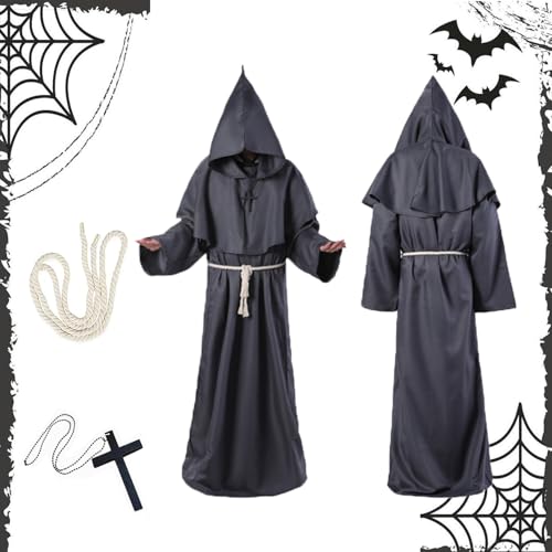 IUKUNNE Mönch Robe Kostüm,Monk Priest Robe Costume with Cross and Cord,Priester Robe Kostüm,Herren Kapuze Mönch Robe,Monk Costume,Priester Robe Kostüm für Halloween,Karneval IUKUNNE Mönch Robe Kostüm,Monk Priest Robe Costume with Cross and Cord,Priester Robe Kostüm,Herren Kapuze Mönch Robe,Monk Costume,Priester Robe Kostüm für Halloween,Karneval von IUKUNNE