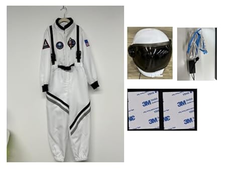 IUTOYYE Astronautenkostüm mit Helm für Kinder, Raumanzug für Jungen & Mädchen mit bewegbarem Visier & Lichtstreifen - Kinder Astronaut Halloween-Kostüme für Cosplay von IUTOYYE
