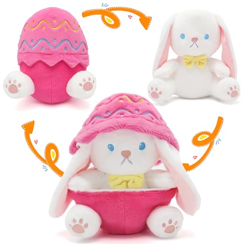 IUTOYYE Osterhase Kuscheltier mit abnehmbar Ostereierschale, Hasen Plüschtier Kaninchen Plüsch Geschenke für Osterfeste Weihnachten Geburtstag(Rosa,25cm) von IUTOYYE