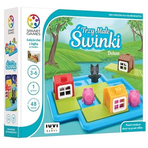Smart Games - Spiel für 1 Spieler, Einzelspielerspiel - Three Little Pigs (PL) - 48 Aufgaben - für Kinder ab 3 Jahren | Reisespiel von IUVI Games