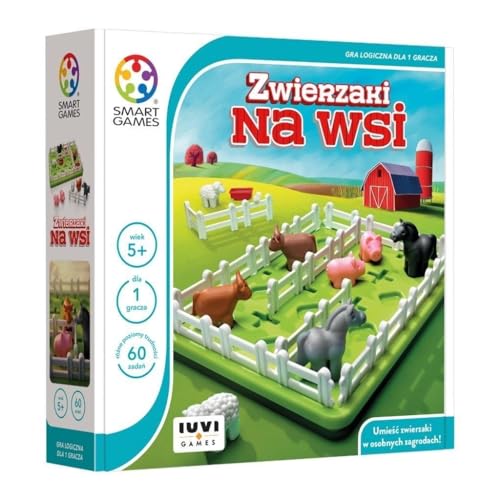 Smart Games - Spiel für 1 Spieler, Einzelspielerspiel - Tiere auf dem Land - 60 Aufgaben - für Kinder ab 5 Jahren | Reisespiel von IUVI Games