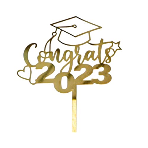 2023 Abschluss-Kuchendekoration, Acryl, Glückwunschkurse, Schwarz/Gold, Acryl, für Zuhause, Party, Kuchen, J6E5, Abschlussaufsätze von IUYQY