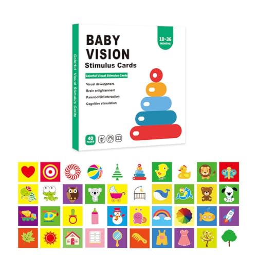 Baby-Lernkarten, visuelle Stimulationskarten, kontrastreiche Baby-Lernkarte, für 0–3–6–18–36 Babys bis Monate Bauchalter von IUYQY