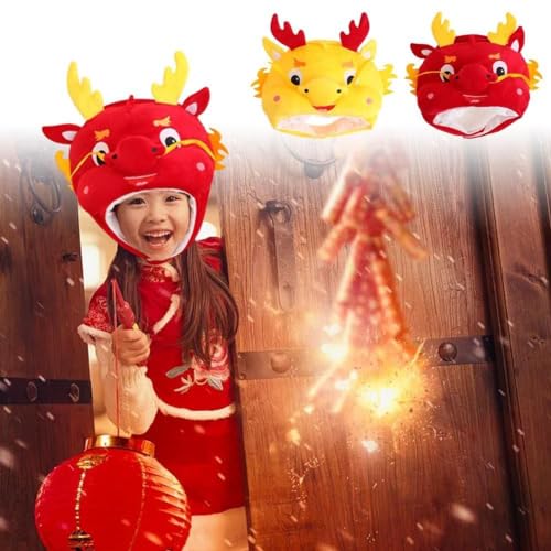 IUYQY 3D-Drachen-Hut, Cartoon-Plüschhut, Party, Kopfbedeckung, chinesisches Neujahr, Foto-Requisiten, Zubehör, Kostüm für Kinder für Erwachsene, 3D-Eimer, 3D-Fell, Cartoon-Becken-Kostüm, Halloween, von IUYQY