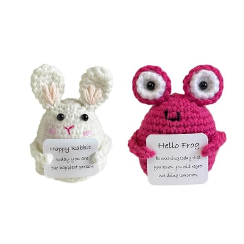 IUYQY Mini Funny Positive Rabbit & Frog, Funny Easter Crochet Doll Gifts, 7.6 cm Knitted For Cheer Gifts Doll Up & Wool Party Deco von IUYQY