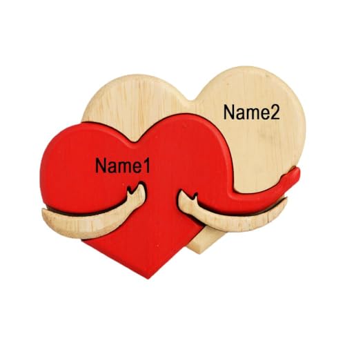 Personalisierte romantische Geschenke für Sie und Ihn, individuelles Holznamen, Herz-Puzzle, gravierte herzförmige Plakette, Liebes-Puzzle-Teil-Schild für Freundin, Freund, Geschenke von IUYQY