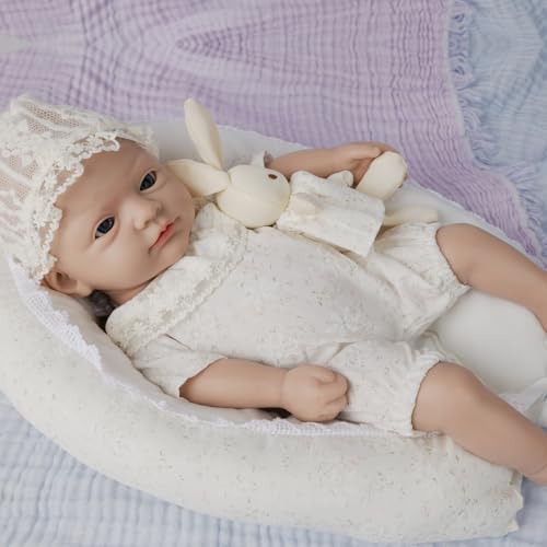 IVITA Ganzkörper Silikon Reborn Baby Puppe Offener Mund Neugeborene Babypuppe Kann Schnuller Fressen Mädchen (WG1587-40CM) von IVITA