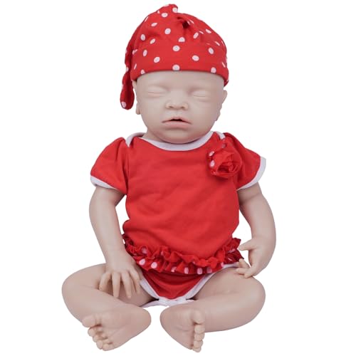 IVITA Ganzkörper Silikon Reborn Baby Puppe Offener Mund Neugeborene Babypuppe Zwillinge Babypuppe Handgemachte Blaue Augen Weiche Babypuppe (WG1514-47cm-2873g-Mädchen) von IVITA