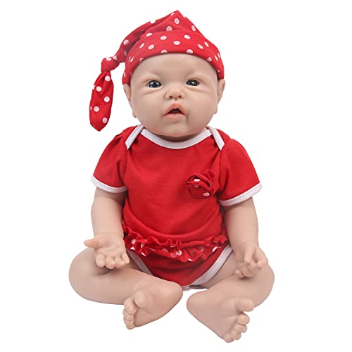 IVITA Ganzkörper Silikon Reborn Baby Puppe Offener Mund Neugeborene Babypuppe Zwillinge Babypuppe Handgemachte Blaue Augen Weiche Babypuppe (WG1526-43cm-2673g-Mädchen) von IVITA