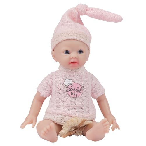 IVITA Ganzkörper Silikon Reborn Baby Puppe Offener Mund Neugeborene Babypuppe Zwillinge Babypuppe Kann Schnuller Fressen Mädchen (17cm) von IVITA