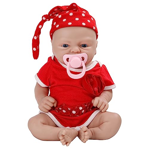 IVITA Ganzkörper Silikon Reborn Baby Puppe Offener Mund Neugeborene Babypuppe Zwillinge Babypuppe Weiche Babypuppe Kann Schnuller Fressen Mädchen (WG1512CT-36cm-1760g-Mädchen) von IVITA