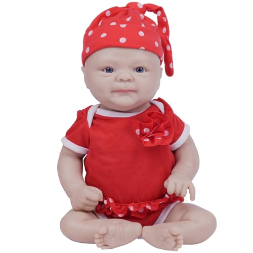 IVITA Ganzkörper Silikon Reborn Baby Puppe Offener Mund Neugeborene Babypuppe Zwillinge Babypuppe Weiche Babypuppe Kann Schnuller Fressen Mädchen (WG1512CT-36cm-1760g-Mädchen) von IVITA