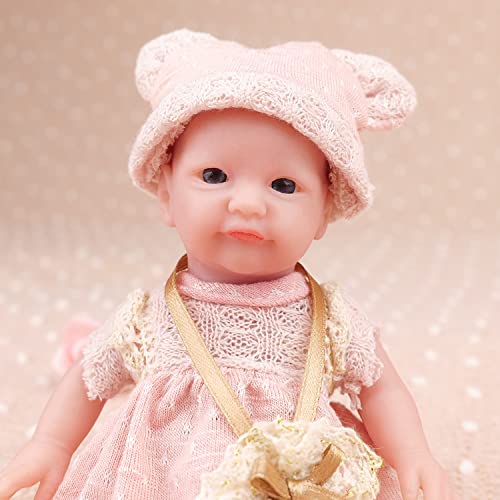 IVITA Mini Ganzkörper Silikon Reborn Baby Puppe Neugeborenes Baby Puppe Echte Baby Doll Handgemachte Weiche Babypuppe Mädchen (WG1572-16.5cm-123g-Mädchen) von IVITA