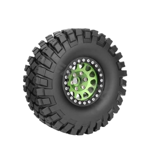 IVLAZLRG 1/10 Militäraluminium 1,9 Zoll Beadlock Wheel -Hub mit 114 -mm -Reifen, die mit 1:10 Crawler III kompatibel sind(Green 1PC) von IVLAZLRG