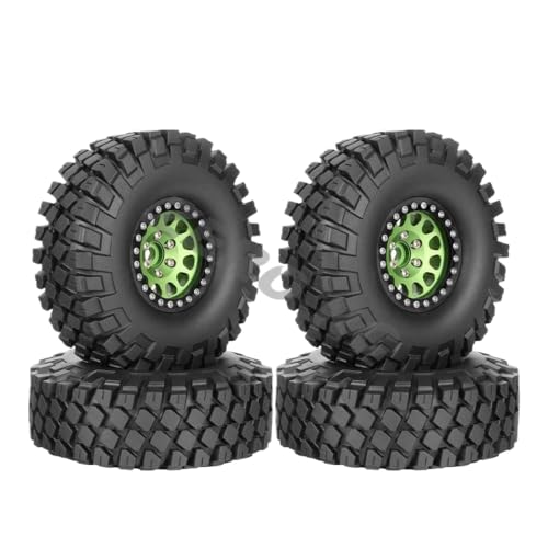 IVLAZLRG 1/10 Militäraluminium 1,9 Zoll Beadlock Wheel -Hub mit 114 -mm -Reifen, die mit 1:10 Crawler III kompatibel sind(Green 4PCS) von IVLAZLRG