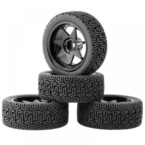 IVLAZLRG 1/10 RC-Auto-Gummireifen im Maßstab mit TT-01 TT-02 XV01 Rallye-Modellen kompatibel(Black A 4pcs) von IVLAZLRG