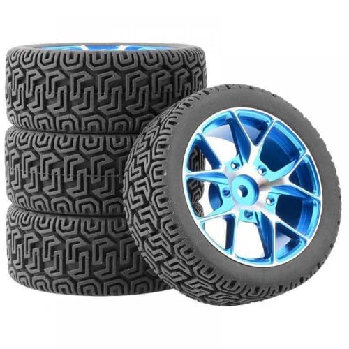 IVLAZLRG 1/10 RC-Auto-Gummireifen im Maßstab mit TT-01 TT-02 XV01 Rallye-Modellen kompatibel(Blue B 4pcs) von IVLAZLRG