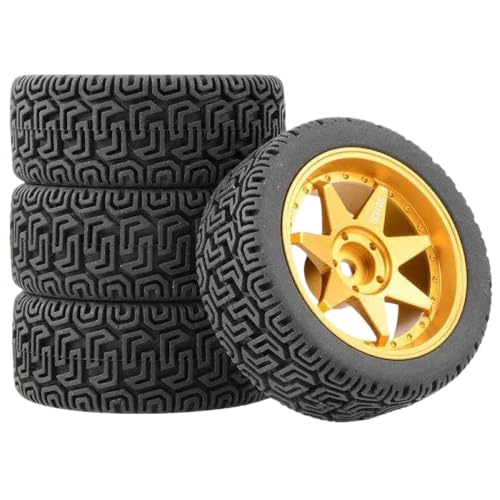 IVLAZLRG 1/10 RC-Auto-Gummireifen im Maßstab mit TT-01 TT-02 XV01 Rallye-Modellen kompatibel(Gold A 4pcs) von IVLAZLRG