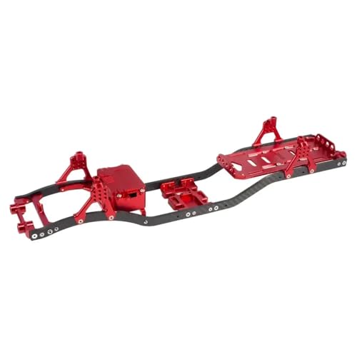 IVLAZLRG 1/10 RC Crawler Chassis Set mit Kohlefaserschienen Metallklammer -Schaltplatte Verstellbare Stoßdämpferhalterung und kompatible Funkkastenschale(Red Set) von IVLAZLRG