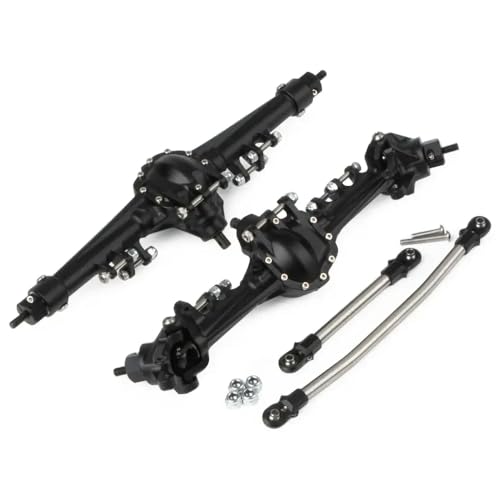 IVLAZLRG 1/10 RC Rock Crawler Aluminiumachse Schwarz grau klar für optionale Overdrive -Unterdringungsgetriebe SOA kompatibel mit verschiedenen Modellen(Front and Rear Black) von IVLAZLRG