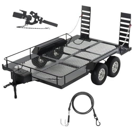 IVLAZLRG 1/10 RC Trailer Metal Builder -Kit mit Hitch Mount Receiver und Transportseilen für kompatible Crawler -Autos von IVLAZLRG
