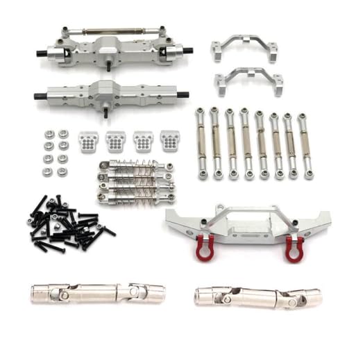 IVLAZLRG 1/16 RC-Auto-Metall-Vorder-Hinterachse-Chassis-Link-Stange-Klangenhalter-Stoßdämpfer Set C14 C24 C24-1 Upgrade-Teile, die mit 1/16 RC-Modellen kompatibel sind(Silver) von IVLAZLRG