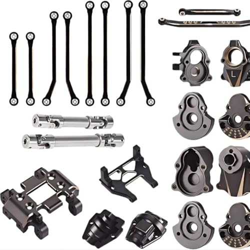 IVLAZLRG 1/18 RC Ascent-18-Messing-Upgrade-Kit mit Slip Messing Plate Lenkgelenk Portalgehäuse Differentialabdeckung Servo-Mount-Antriebsantrieb kompatibel von IVLAZLRG