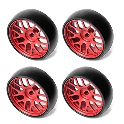 IVLAZLRG 1/28 Skala RC Car Metall Wheel Wheel Rand Reifen 26 5mm Festdrift kompatibel mit 284131 K969 K979 K989 Z Modell Gelb(Red) von IVLAZLRG