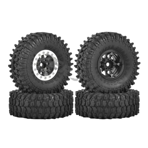 IVLAZLRG 1,55 Zoll Metall -Perldlock -Räder und Off -Straßenreifen, die für 1/10 1/12 RC -Spielzeugautos geeignet sind, kompatibel mit Jimny FMS UTB18(BK-SR-4PCS) von IVLAZLRG