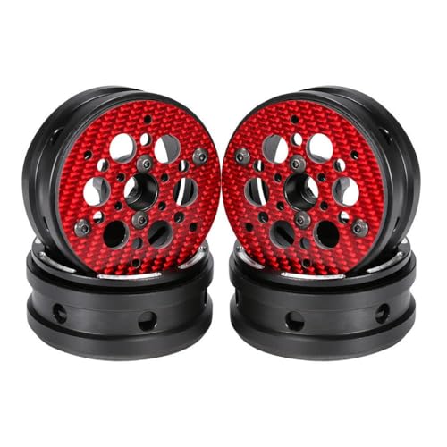 IVLAZLRG 1,9 -Zoll -Kohlefaser -Delrin -Radfelgen, die mit 1/10 RC -Crawler -Builds für TGH -DLUX -Gspeed V4 UGRC -Chassis kompatibel sind(4PCS B Red) von IVLAZLRG