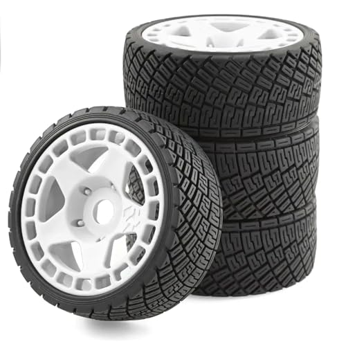 IVLAZLRG 100 mm 1/8 1/7 RC Off-Road Buggy Wheel Tire kompatibel mit 17mm-Sechserkrankungen für Talion und andere Modelle(White 4pcs) von IVLAZLRG