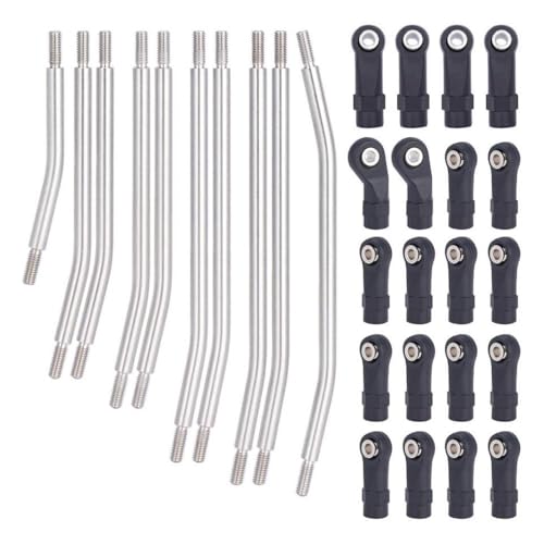 IVLAZLRG 10pcs Universal Edelstahl -Stahlverknüpfungsstange Set mit Kugelende für 1/10 Skala RC Crawler Vehicles Radstand 313/324 mm Upgrade -Teile(313mm) von IVLAZLRG