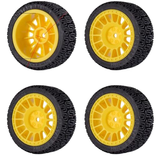 IVLAZLRG 12mm-Hex-Räder und Reifen für Rallye mit 1/10-Skala und Drift on-Road Racing Cars, die mit TT02 kompatibel sind(AX-2211 Yellow) von IVLAZLRG