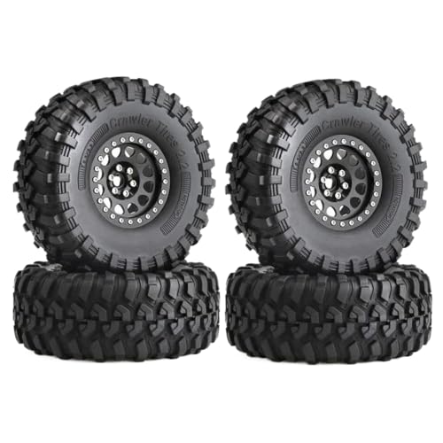 IVLAZLRG 135 mm Metall 2,2 Zoll Beadlock Wheel Rand Tire Set kompatibel mit 1/10 RC Crawler -Fahrzeugen Wraith RR10 YK4082 YK4083(Black) von IVLAZLRG