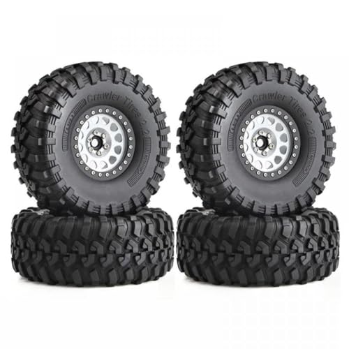 IVLAZLRG 135 mm Metall 2,2 Zoll Beadlock Wheel Rand Tire Set kompatibel mit 1/10 RC Crawler -Fahrzeugen Wraith RR10 YK4082 YK4083(Silver) von IVLAZLRG