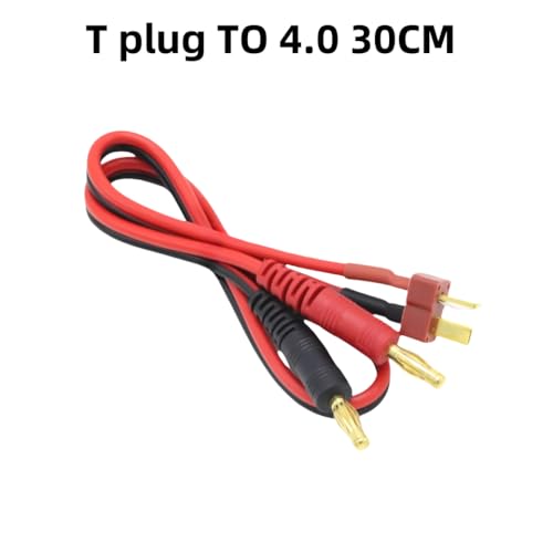 IVLAZLRG 15/30 cm Modellflugzeug B6 Ladegerät kompatibel mit XT30 XT60 XT90 EC3 EC5 TRX -Plug -Stecker T Stecker zum 4,0 -mm -Bananenkopf(T Plug to 4.0 30cm) von IVLAZLRG