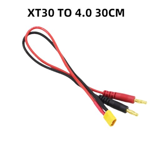 IVLAZLRG 15/30 cm Modellflugzeug B6 Ladegerät kompatibel mit XT30 XT60 XT90 EC3 EC5 TRX -Plug -Stecker T Stecker zum 4,0 -mm -Bananenkopf(XT30 to 4.0 30cm) von IVLAZLRG