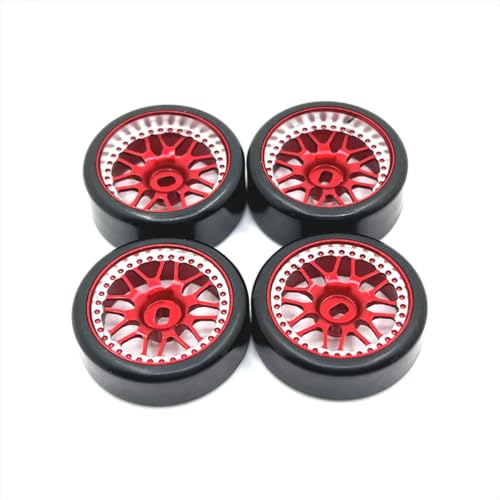 IVLAZLRG 27mm Metall -Upgrade -Driftradreifen kompatibel mit 1/28 RC -Autos Zwei Breite Zwei schmale Ersatzteile(Red) von IVLAZLRG