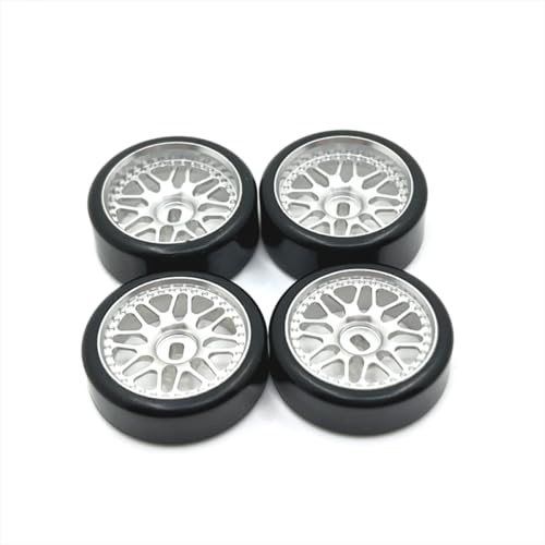 IVLAZLRG 27mm Metall -Upgrade -Driftradreifen kompatibel mit 1/28 RC -Autos Zwei Breite Zwei schmale Ersatzteile(Silver) von IVLAZLRG