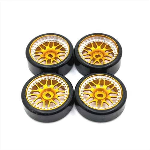 IVLAZLRG 27mm Metall -Upgrade -Driftradreifen kompatibel mit 1/28 RC -Autos Zwei Breite Zwei schmale Ersatzteile(Yellow) von IVLAZLRG