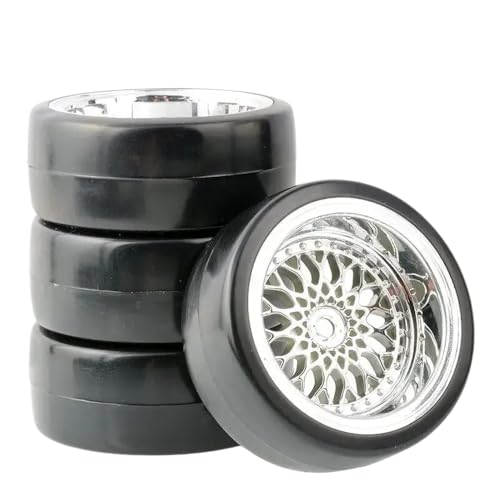 IVLAZLRG 4 Stücke 12mm Sechskant Reifenräder Felgen für 1:10 Skala auf der Straße RC Drift Racing Car(Silver A) von IVLAZLRG